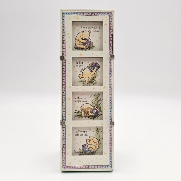 Disney Winnie The Pooh Shadowbox Glass Picture Frame Collage 4 Slot Friendship - Picture 1 of 9